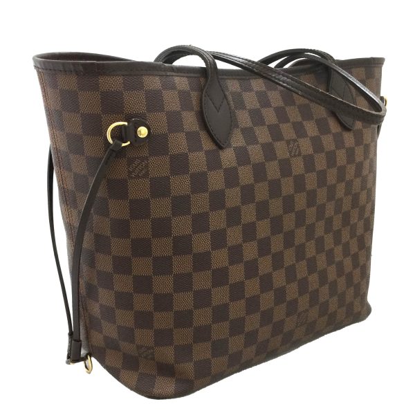 2 Louis Vuitton Neverfull MM Damier Ebene Brown Tote Bag Shoulder Bag