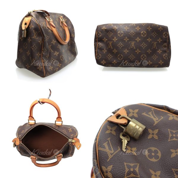 2 Louis Vuitton Monogram Speedy 25 Mini Boston Bag Brown