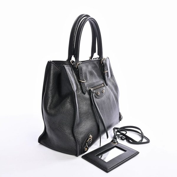 2 Balenciaga Mini Paper Handbag Kataoshi Leather Black