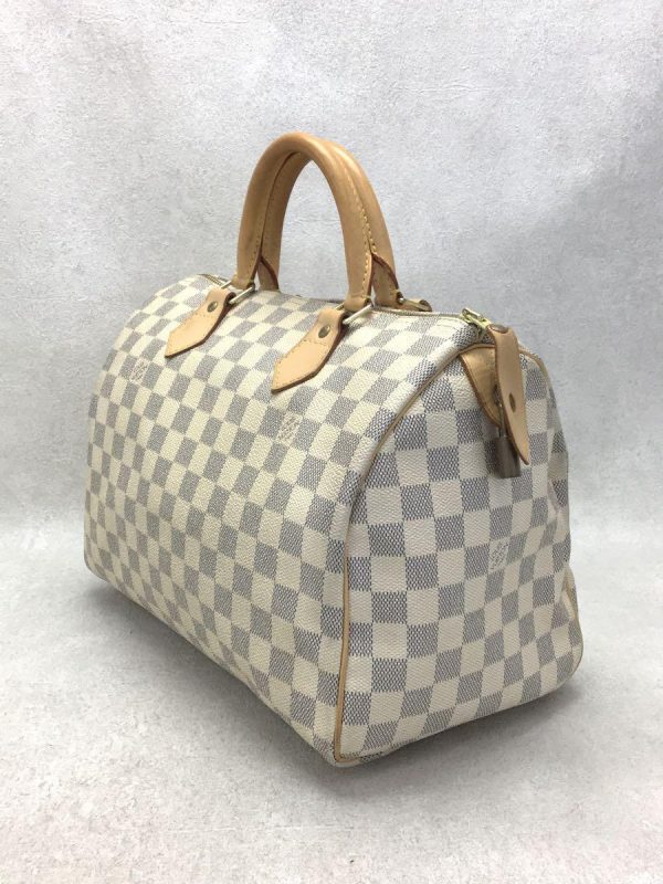 2 Louis Vuitton Speedy Hand Bag Damier Azur PVC