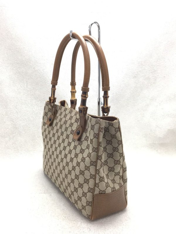 2 Gucci Tote Bag Bamboo Handle Camel