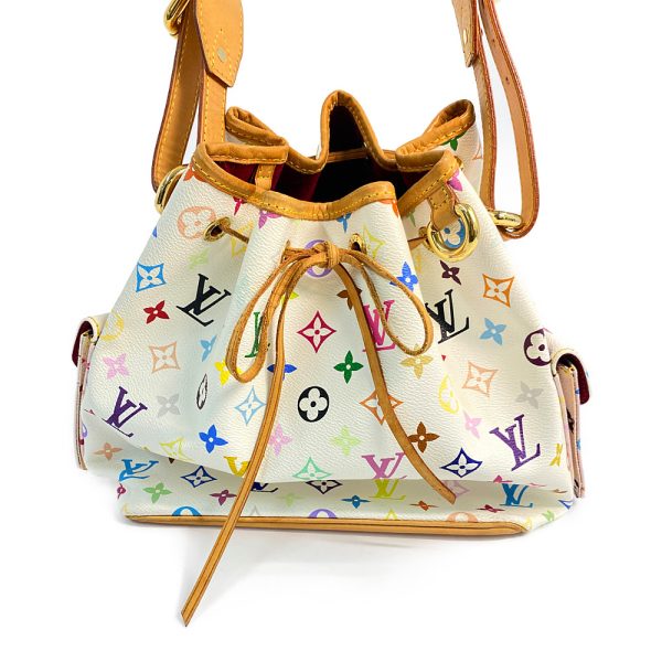 2 Louis Vuitton Bucket Noe Drawstring Multicolor Canvas Shoulder Bag White