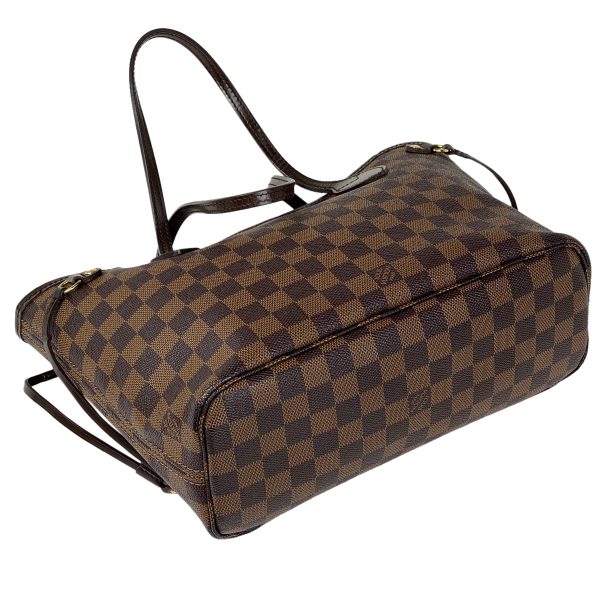 2 Louis Vuitton Neverfull PM Handbag Shopping Tote Bag Damier Brown