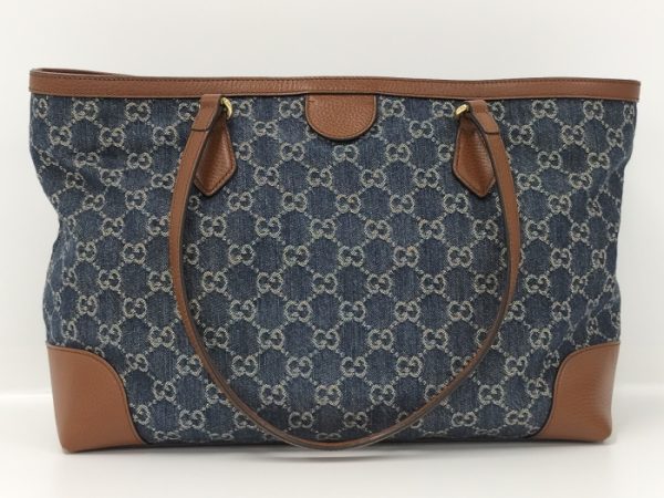 2 Gucci Ophidia Tote Bag Denim Leather Blue