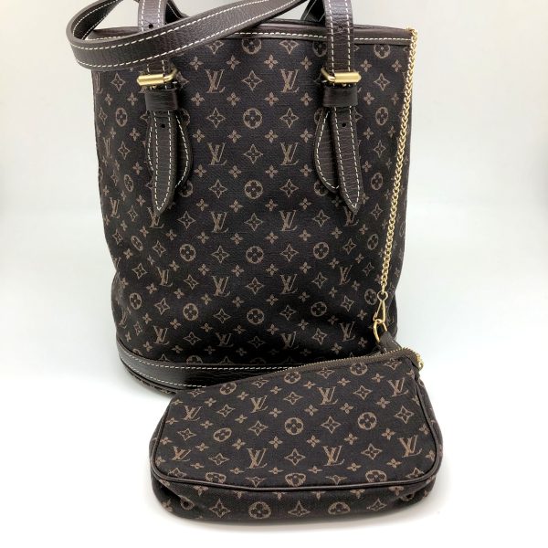 2 Louis Vuitton Bucket PM Tote Bag Monogram Mini Line Dark Brown