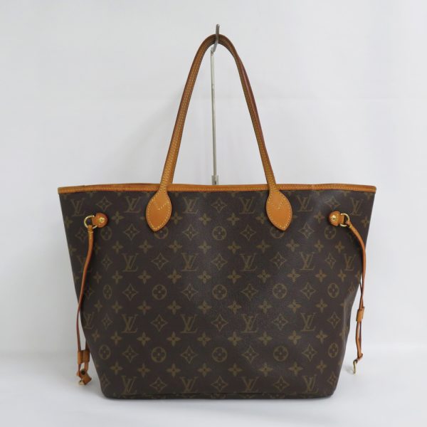 2 Louis Vuitton Neverfull MM Monogram Tote Shoulder Bag Brown