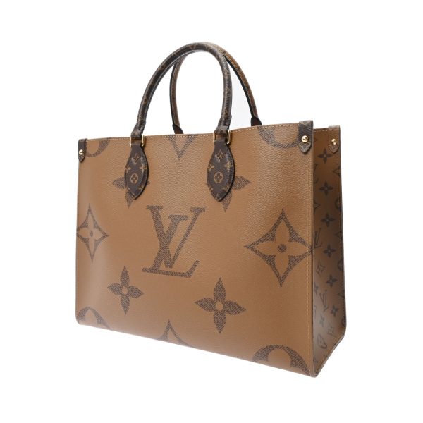 2 Louis Vuitton Monogram Reverse On The Go MM Monogram Canvas 2 Way Bag Brown