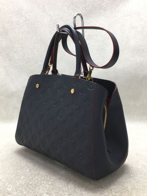 2319431122013 02 Louis Vuitton Montaigne MM Monogram Emplant Navy Cowhide Handbag