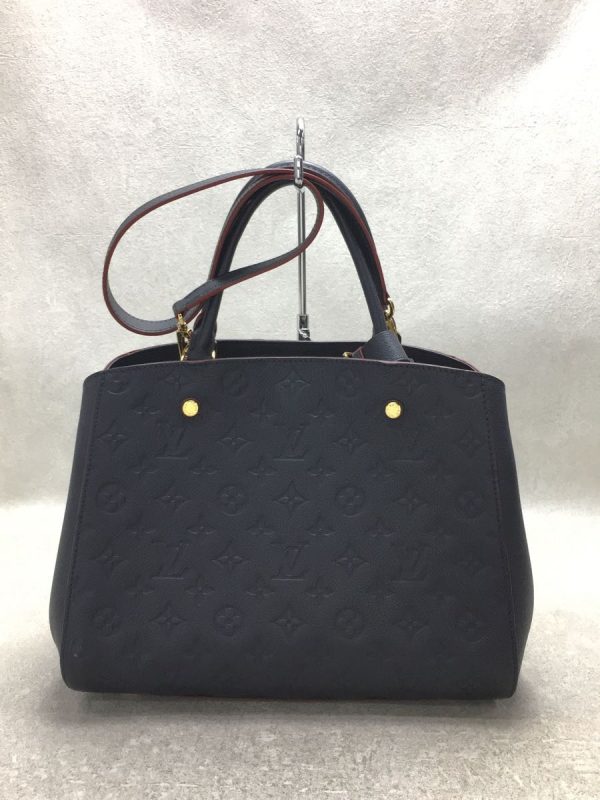 2319431122013 04 Louis Vuitton Montaigne MM Monogram Emplant Navy Cowhide Handbag