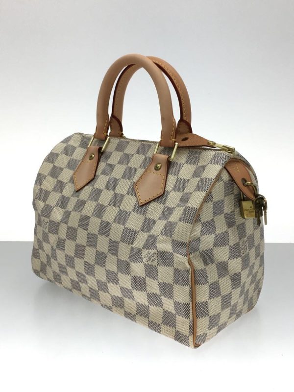 2320631417670 02 Louis Vuitton Speedy 25 Damier Azur White PVC Handbag