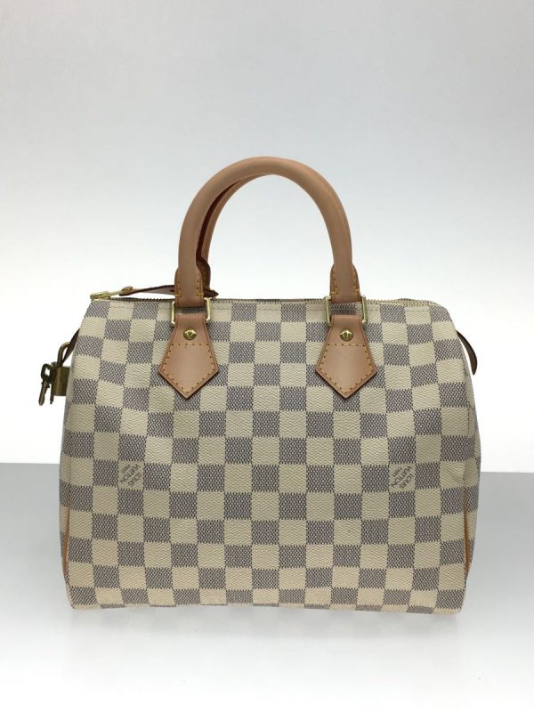 2320631417670 04 Louis Vuitton Speedy 25 Damier Azur White PVC Handbag