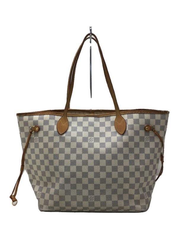 2334381292876 01 Louis Vuitton Neverfull MM Damier Azur White Shoulder Bag