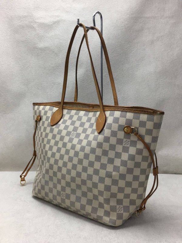 2334381292876 02 Louis Vuitton Neverfull MM Damier Azur White Shoulder Bag