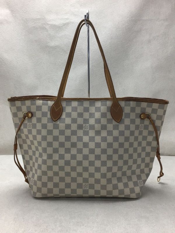 2334381292876 03 Louis Vuitton Neverfull MM Damier Azur White Shoulder Bag