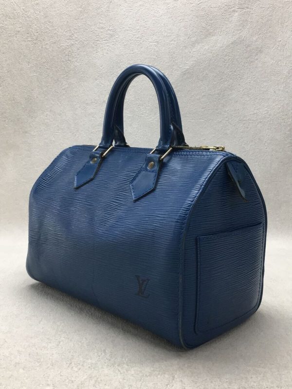 2337620868610 02 Louis Vuitton Speedy 25 Epi Blue Leather Handbag