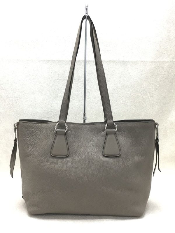 3 Prada Tote Bag Leather Gry Plain Bag