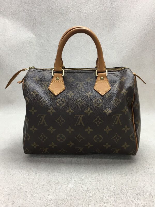 3 Louis Vuitton Speedy Monogram Hand Bag Brown PVC