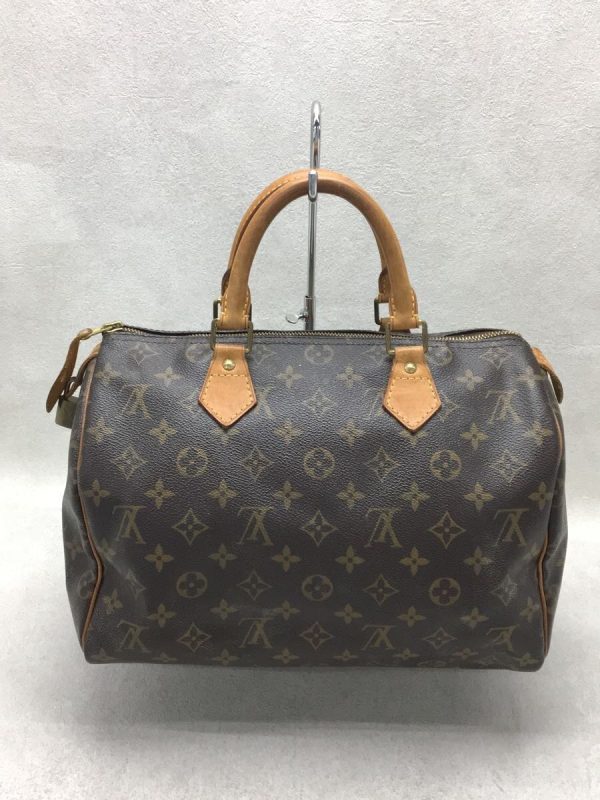 3 Louis Vuitton Speedy Monogram Hand Bag Brown PVC