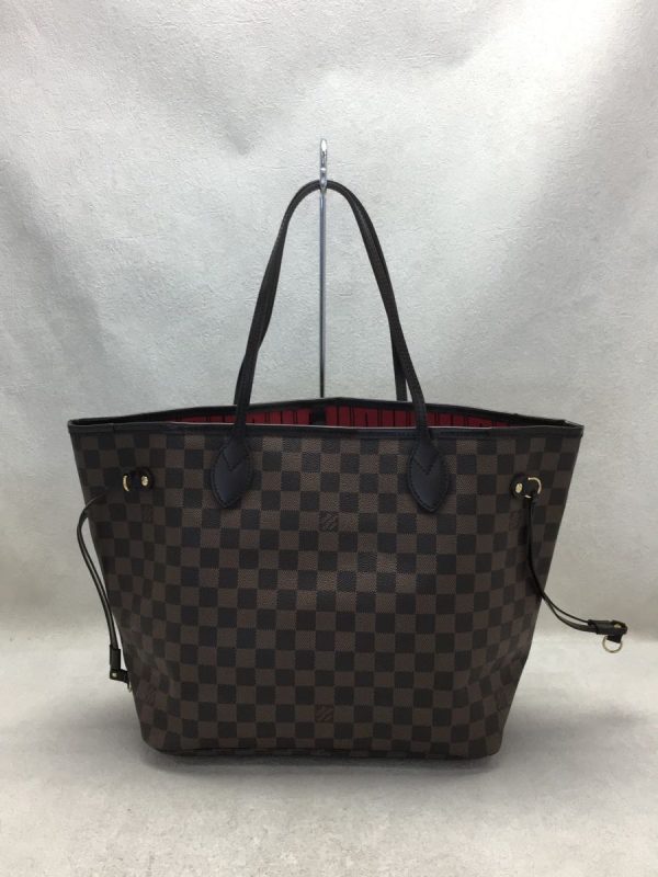 3 Louis Vuitton Neverfull MM Hand Bag Damier Ebene Brown PVC