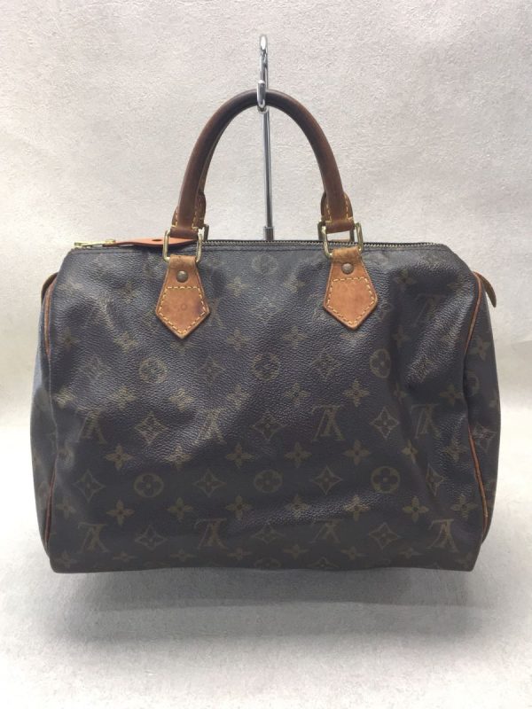 3 Louis Vuitton Speedy 30 Hand Bag Monogram Canvas PVC Brown