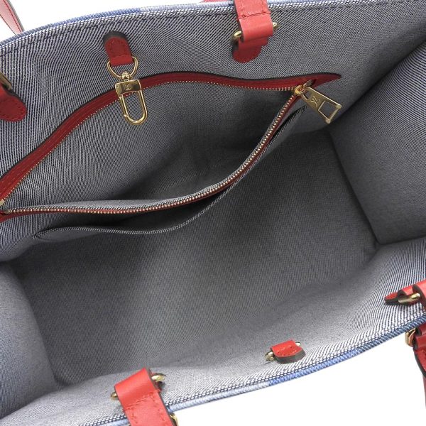 3 Louis Vuitton Monogram Denim On The Go GM 2 Way Bag Blue Red