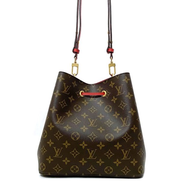 3 Louis Vuitton Shoulder Bag Neonoe Brown Red Coquelicot Monogram