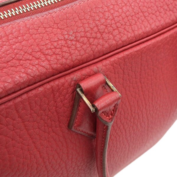 3 Hermes Plume 32 Handbag Togo Crimson Red Series Gold Metal Fittings