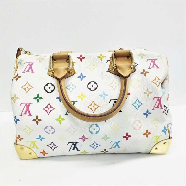 3 Louis Vuitton Speedy 30 Monogram Multicolor Handbag White