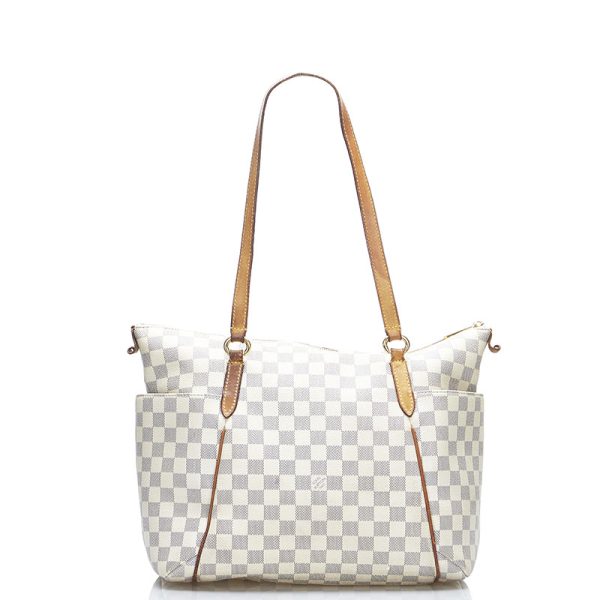 3 Louis Vuitton Damier Azur Totally PM Shoulder Bag White