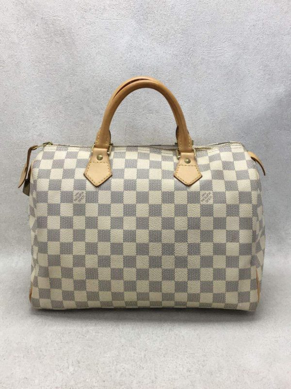 3 Louis Vuitton Speedy Hand Bag Damier Azur PVC