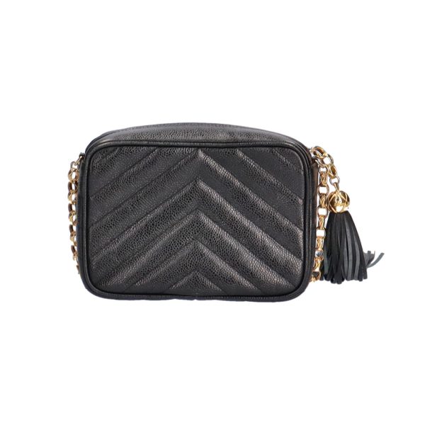 3 Chanel Tassel Chain Shoulder Bag Matte Caviar