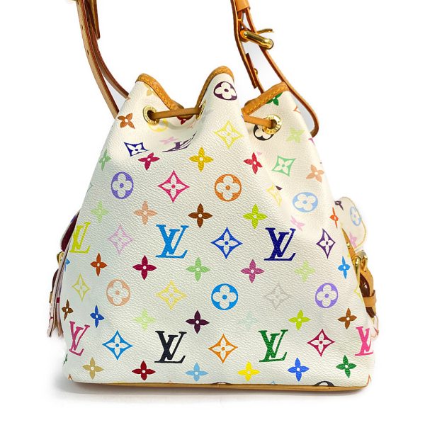 3 Louis Vuitton Bucket Noe Drawstring Multicolor Canvas Shoulder Bag White