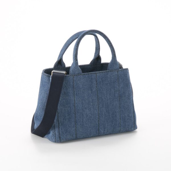 3 Prada Handbag Tote Bag Canapa Denim Logo