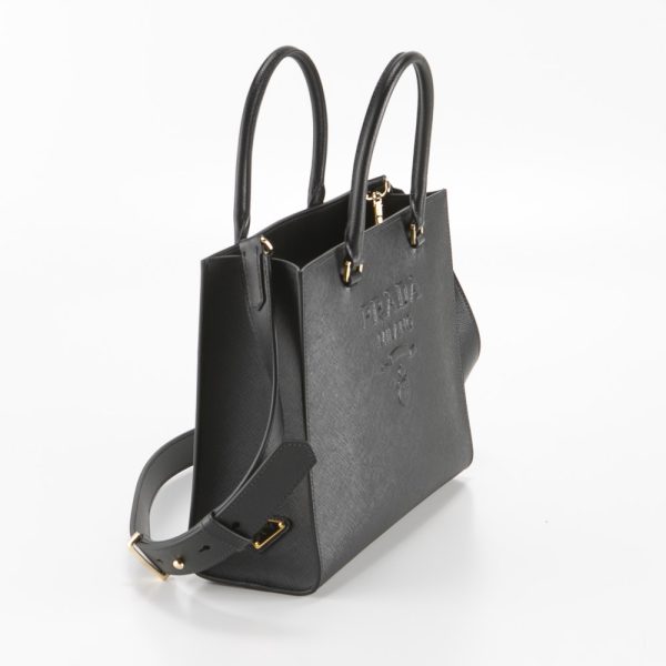 3 Prada Saffiano Lux Medium Logo Embossed Tote Bag