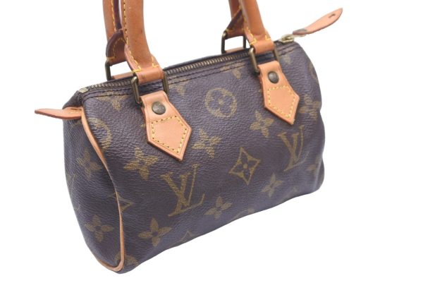 3 Louis Vuitton Mini Speedy Handbag Monogram Brown Leather