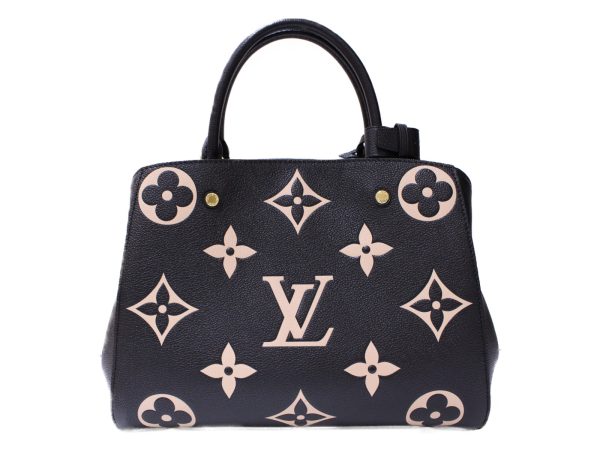 4 Louis Vuitton Montaigne MM Handbag Shoulder Bag Emplant Noir Black