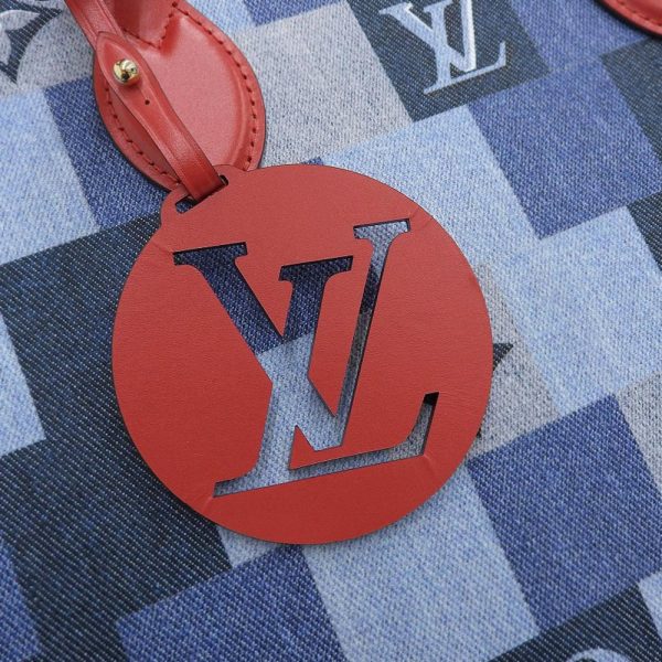 4 Louis Vuitton Monogram Denim On The Go GM 2 Way Bag Blue Red