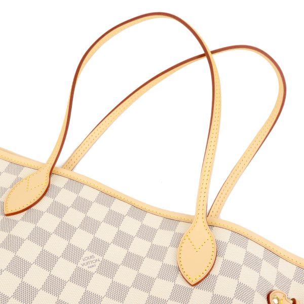 4 Louis Vuitton Damier Azur Neverfull MM Tote Bag Rose Ballerine