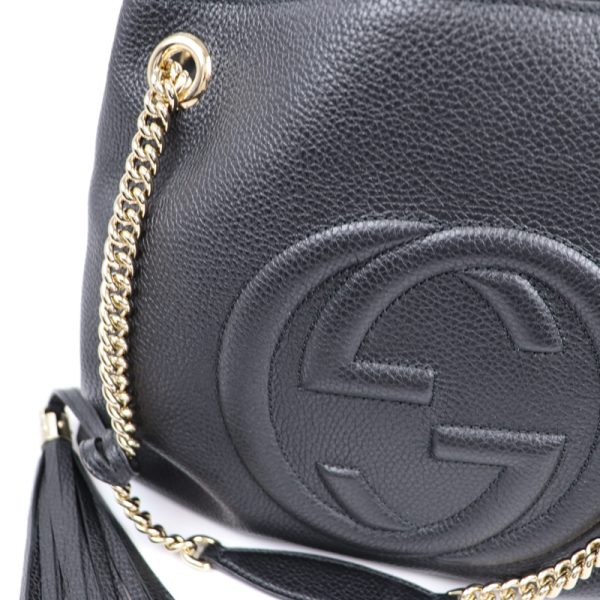 5 Gucci soho Chain Shoulder Bag Leather Nero Black