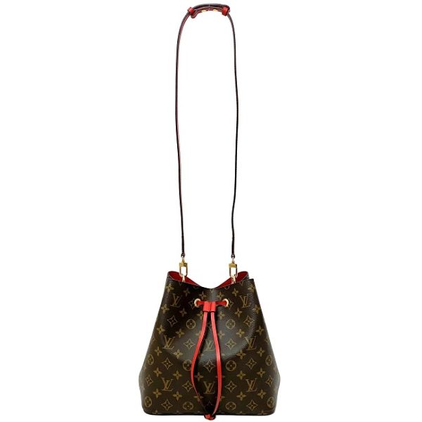 5 Louis Vuitton Shoulder Bag Neonoe Brown Red Coquelicot Monogram