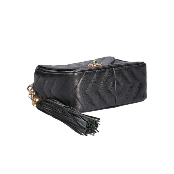 5 Chanel Tassel Chain Shoulder Bag Matte Caviar