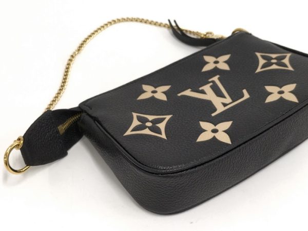 5 Louis Vuitton Mini Pochette Pouch Monogram Emplant Black Beige