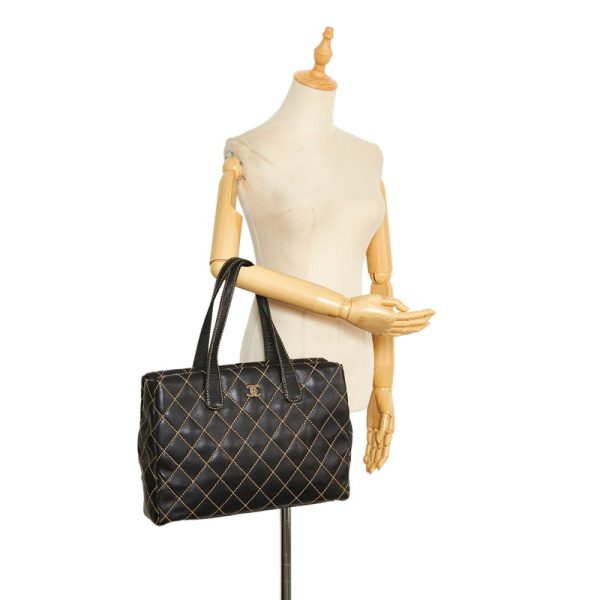 58mf8dnyvpglnmdz 13 Chanel Wild Stitch Tote Bag Black Leather