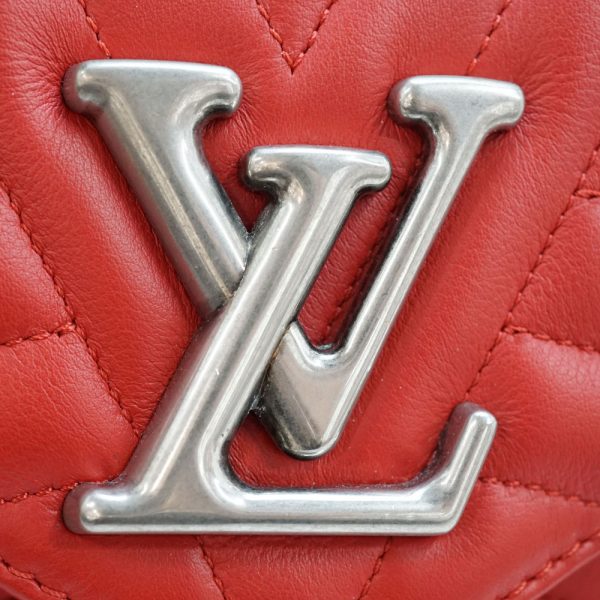 6 Louis Vuitton New Wave Chain Shoulder Bag Monogram Silver Ecarlad Red Bag