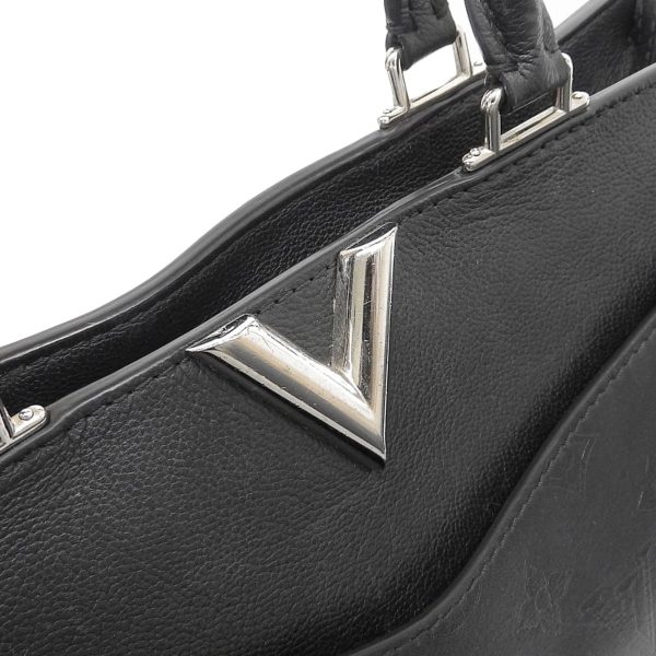 6 Louis Vuitton Very Zip Tote 2 Way Bag Leather Noir Black Silver Hardware