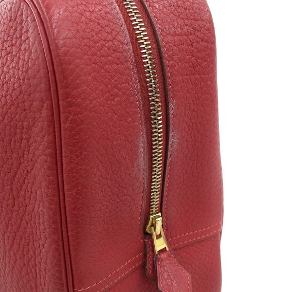 6 Hermes Plume 32 Handbag Togo Crimson Red Series Gold Metal Fittings