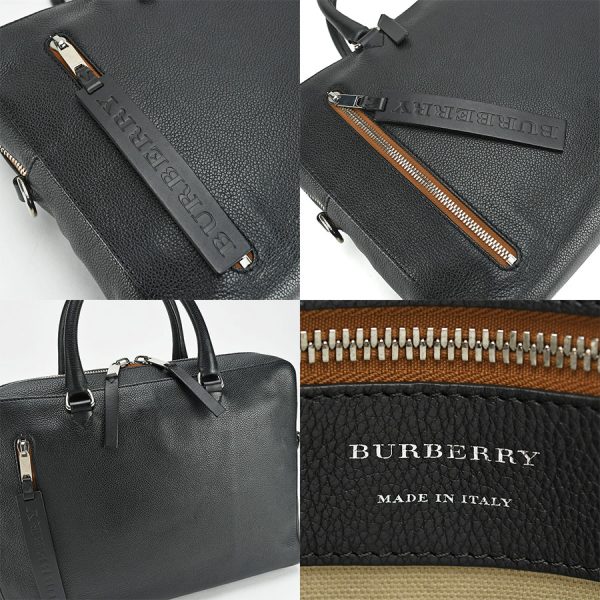 6 Burberry 2way Business Bag Briefcase Leather Canvas Black