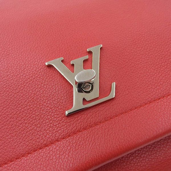 6 Louis Vuitton Lock Me 2 Handbag Calf Leather Ruby ​​red