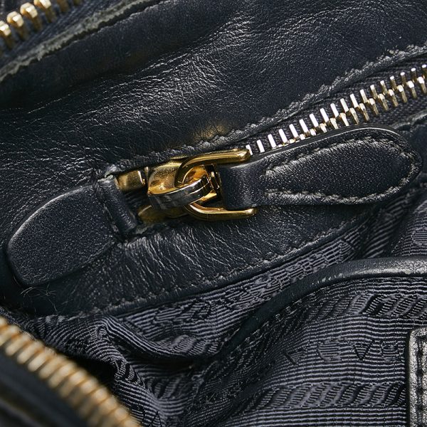 6 Prada Navy Nylon Leather Handbag