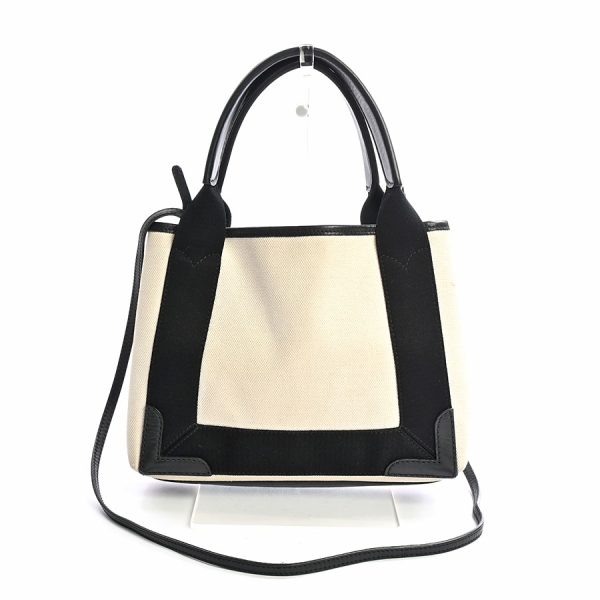 6060830 12 Balenciaga Navy Cabas XS Handbag Canvas White Black